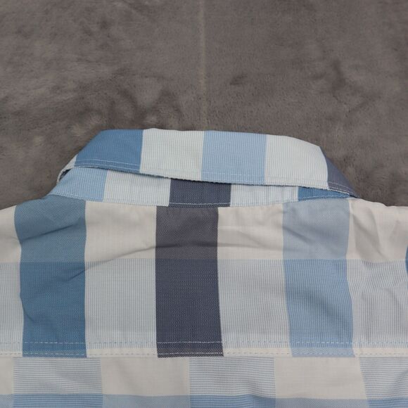 Wrangler Shirt Mens XL Extra Blue White Hike Camp Fish Outdoor Work Button Up - Picture 12 of 15